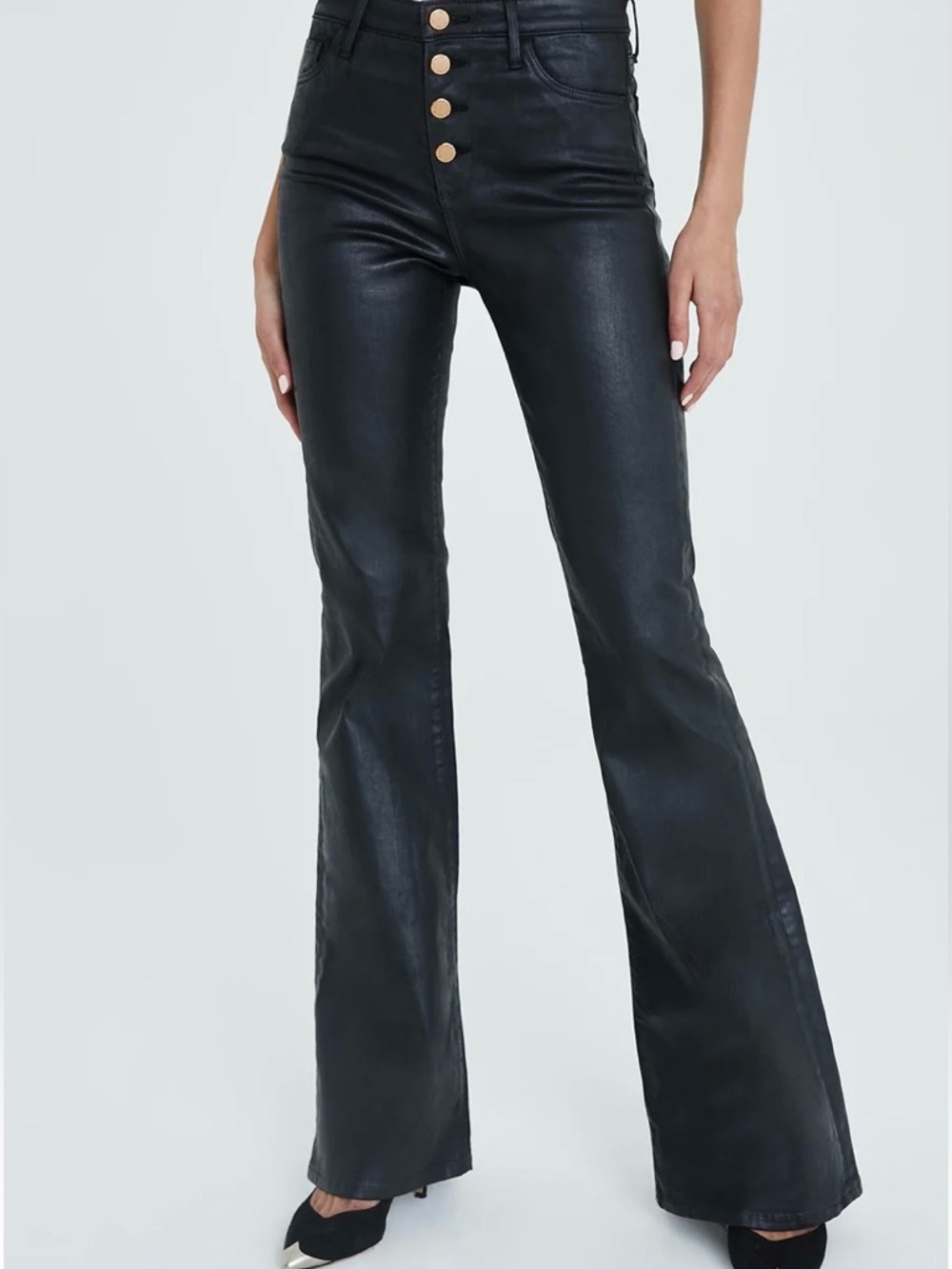 Ag Adriano high-rise flare button up Black size 32 R